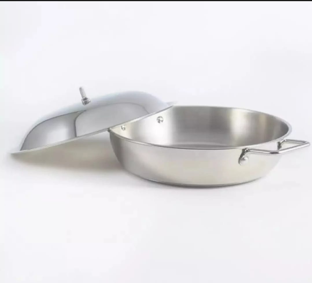 Stainless Steel 26 CM Frying Pan with SS Lid and SS Handle - SKB